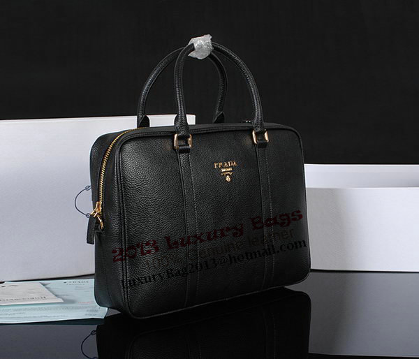 Prada Grainy Calf Leather Briefcase 80661 Black Prada Grainy Calf Leather Briefcase 80661 Black