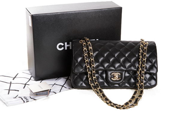 Chanel 2.55 Series Black Original Leather Classic Flap Bag A01112 Gold Chanel 2.55 Series Black Original Leather Classic Flap Bag A01112 Gold