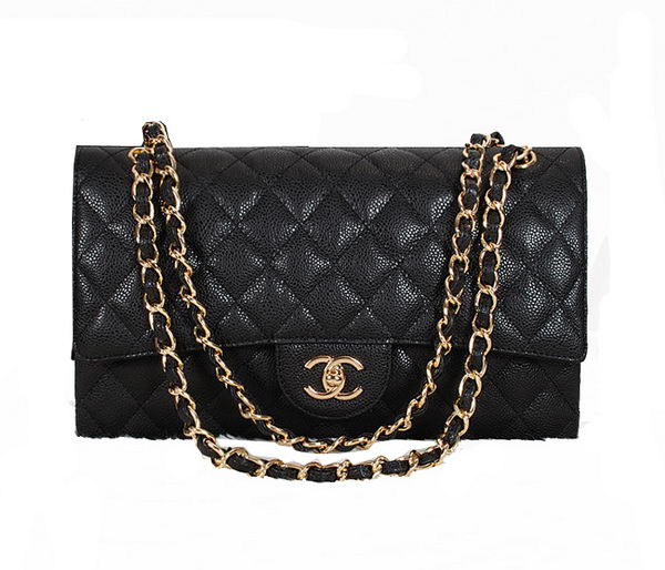 Chanel Classic Flap Bag 1113 Black Original Cannage Pattern Leather Gold Chanel Classic Flap Bag 1113 Black Original Cannage Pattern Leather Gold