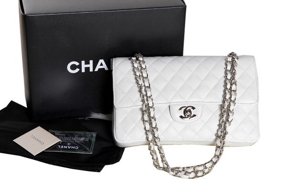 Chanel A1112 2.55 Series Flap Bag Original Caviar Leather White Chanel A1112 2.55 Series Flap Bag Original Caviar Leather White