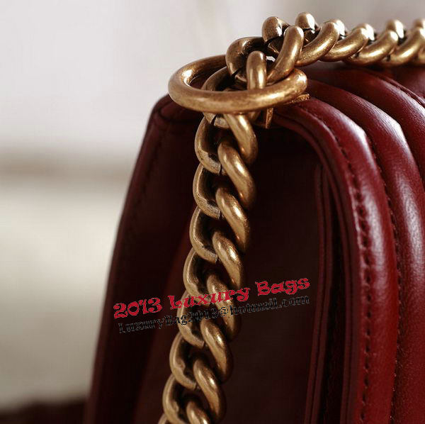 Chanel Boy Flap Shoulder Bag in Burgundy Original Leather Gold