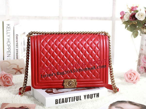 Chanel Boy Flap Shoulder Bag in Red Original Leather Gold Chanel Boy Flap Shoulder Bag in Red Original Leather Gold