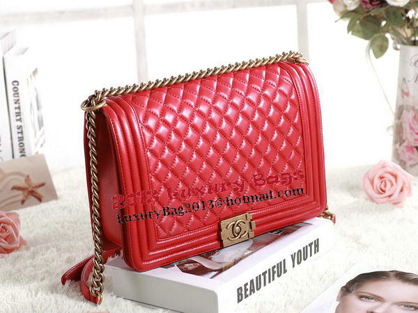 Chanel Boy Flap Shoulder Bag in Red Original Leather Gold Chanel Boy Flap Shoulder Bag in Red Original Leather Gold