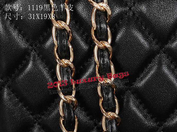 Chanel Classic Flap Bag 1119 Black Sheepskin Gold Chanel Classic Flap Bag 1119 Black Sheepskin Gold