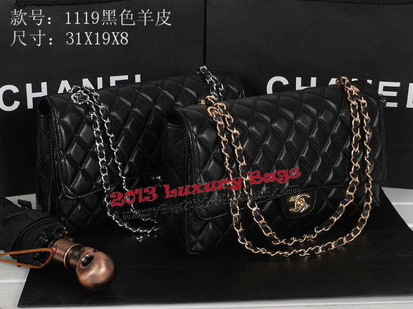 Chanel Classic Flap Bag 1119 Black Sheepskin Gold Chanel Classic Flap Bag 1119 Black Sheepskin Gold