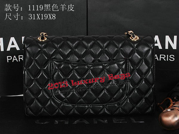 Chanel Classic Flap Bag 1119 Black Sheepskin Gold Chanel Classic Flap Bag 1119 Black Sheepskin Gold