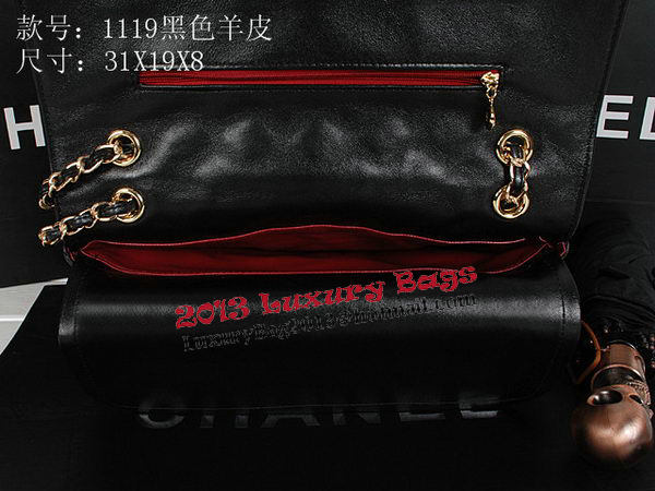 Chanel Classic Flap Bag 1119 Black Sheepskin Gold Chanel Classic Flap Bag 1119 Black Sheepskin Gold