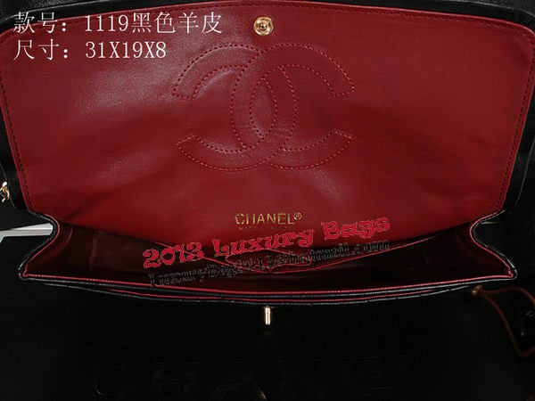 Chanel Classic Flap Bag 1119 Black Sheepskin Gold Chanel Classic Flap Bag 1119 Black Sheepskin Gold