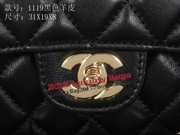 Chanel Classic Flap Bag 1119 Black Sheepskin Gold Chanel Classic Flap Bag 1119 Black Sheepskin Gold