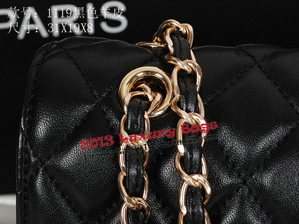 Chanel Classic Flap Bag 1119 Black Sheepskin Gold Chanel Classic Flap Bag 1119 Black Sheepskin Gold