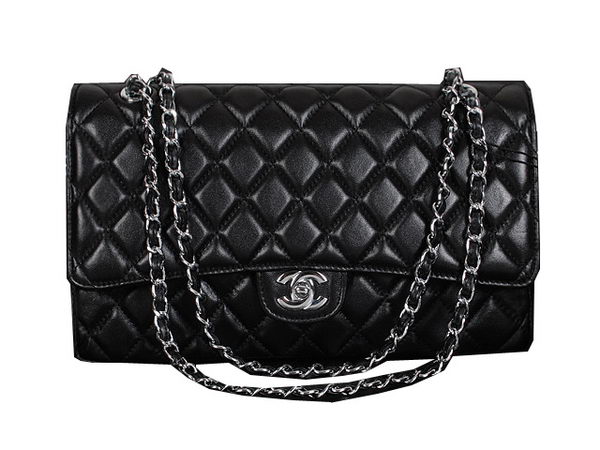 Chanel Classic Flap Bag 1119 Black Sheepskin Silver Chanel Classic Flap Bag 1119 Black Sheepskin Silver