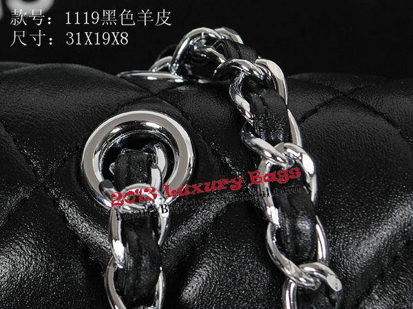 Chanel Classic Flap Bag 1119 Black Sheepskin Silver Chanel Classic Flap Bag 1119 Black Sheepskin Silver