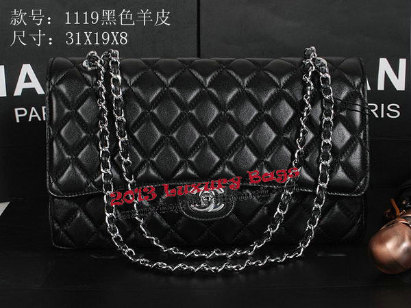 Chanel Classic Flap Bag 1119 Black Sheepskin Silver Chanel Classic Flap Bag 1119 Black Sheepskin Silver