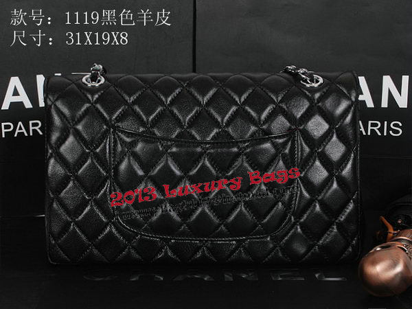 Chanel Classic Flap Bag 1119 Black Sheepskin Silver Chanel Classic Flap Bag 1119 Black Sheepskin Silver