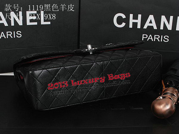 Chanel Classic Flap Bag 1119 Black Sheepskin Silver Chanel Classic Flap Bag 1119 Black Sheepskin Silver