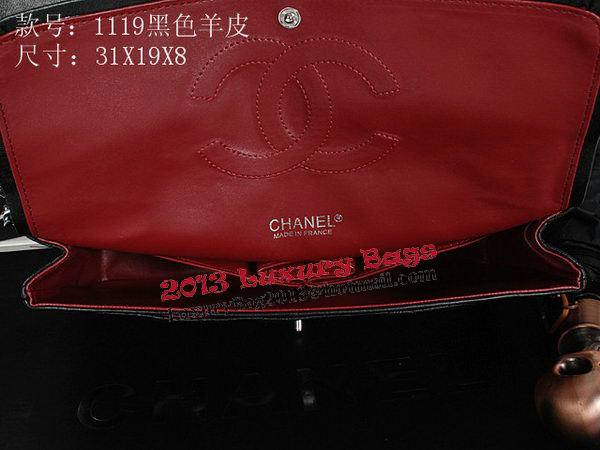 Chanel Classic Flap Bag 1119 Black Sheepskin Silver Chanel Classic Flap Bag 1119 Black Sheepskin Silver