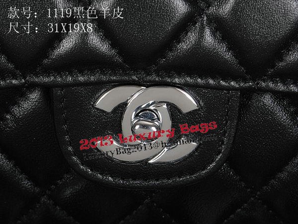 Chanel Classic Flap Bag 1119 Black Sheepskin Silver Chanel Classic Flap Bag 1119 Black Sheepskin Silver