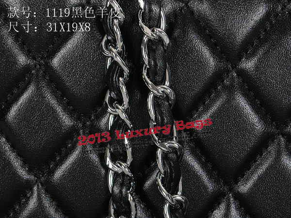 Chanel Classic Flap Bag 1119 Black Sheepskin Silver Chanel Classic Flap Bag 1119 Black Sheepskin Silver