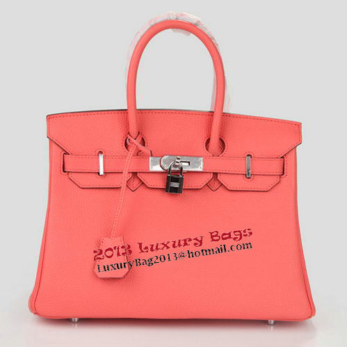 Hermes Birkin 30CM Tote Bag Light Red Original Leather H30 Silver Hermes Birkin 30CM Tote Bag Light Red Original Leather H30 Silver