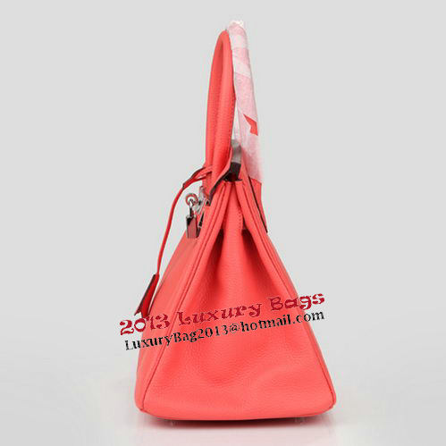 Hermes Birkin 30CM Tote Bag Light Red Original Leather H30 Silver Hermes Birkin 30CM Tote Bag Light Red Original Leather H30 Silver