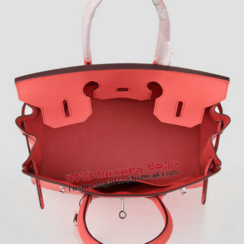 Hermes Birkin 30CM Tote Bag Light Red Original Leather H30 Silver Hermes Birkin 30CM Tote Bag Light Red Original Leather H30 Silver