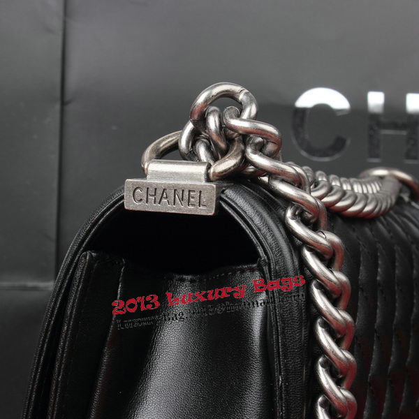 Boy Chanel Flap Shoulder Bag Black Original Leather A67086 Silver Boy Chanel Flap Shoulder Bag Black Original Leather A67086 Silver