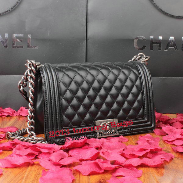 Boy Chanel Flap Shoulder Bag Black Original Leather A67086 Silver Boy Chanel Flap Shoulder Bag Black Original Leather A67086 Silver