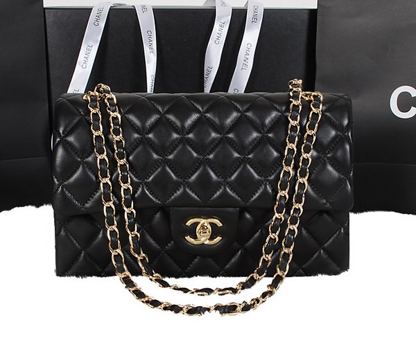 Chanel Classic Flap Bag Black Original Sheepskin Leather A1118 Gold Chanel Classic Flap Bag Black Original Sheepskin Leather A1118 Gold