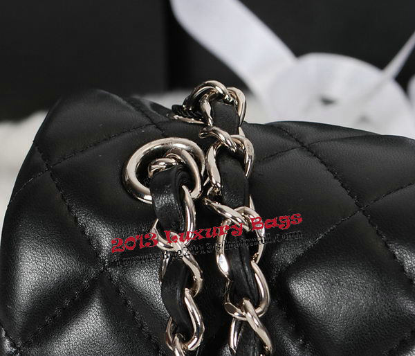 Chanel Classic Flap Bag Black Original Sheepskin Leather A1118 Silver Chanel Classic Flap Bag Black Original Sheepskin Leather A1118 Silver