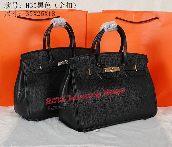 Hermes Birkin 35CM Tote Bag Black Original Grainy Leather H35 Gold Hermes Birkin 35CM Tote Bag Black Original Grainy Leather H35 Gold