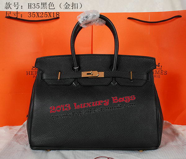 Hermes Birkin 35CM Tote Bag Black Original Grainy Leather H35 Gold Hermes Birkin 35CM Tote Bag Black Original Grainy Leather H35 Gold