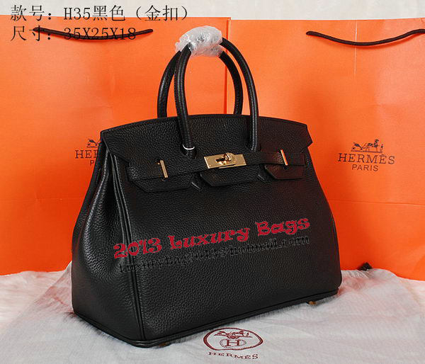 Hermes Birkin 35CM Tote Bag Black Original Grainy Leather H35 Gold Hermes Birkin 35CM Tote Bag Black Original Grainy Leather H35 Gold