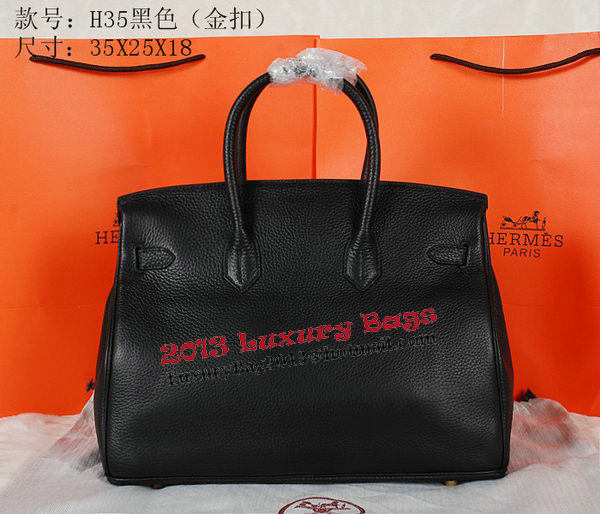 Hermes Birkin 35CM Tote Bag Black Original Grainy Leather H35 Gold Hermes Birkin 35CM Tote Bag Black Original Grainy Leather H35 Gold