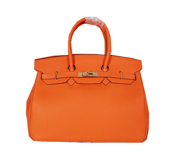 Hermes Birkin 35CM Tote Bag Orange Original Grainy Leather H35 Gold Hermes Birkin 35CM Tote Bag Orange Original Grainy Leather H35 Gold