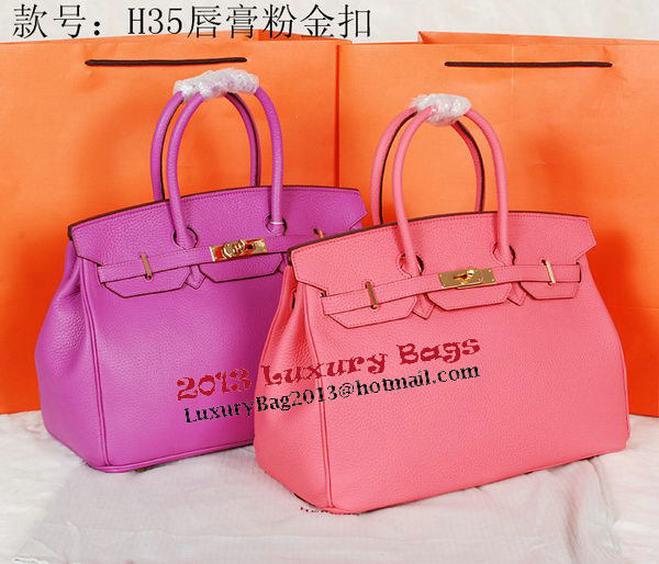 Hermes Birkin 35CM Tote Bag Pink Original Grainy Leather H35 Gold Hermes Birkin 35CM Tote Bag Pink Original Grainy Leather H35 Gold