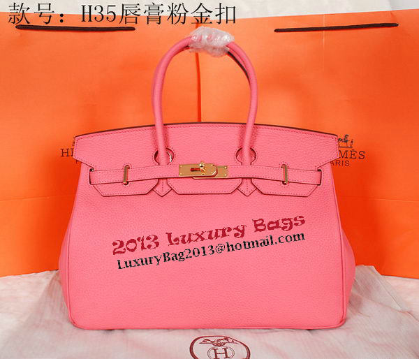 Hermes Birkin 35CM Tote Bag Pink Original Grainy Leather H35 Gold Hermes Birkin 35CM Tote Bag Pink Original Grainy Leather H35 Gold