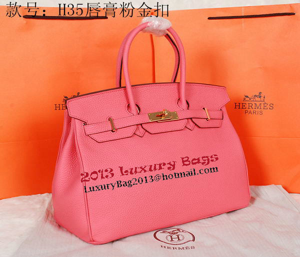 Hermes Birkin 35CM Tote Bag Pink Original Grainy Leather H35 Gold Hermes Birkin 35CM Tote Bag Pink Original Grainy Leather H35 Gold
