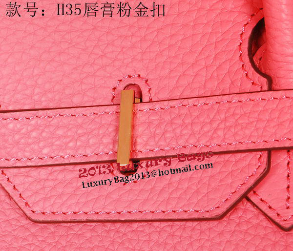Hermes Birkin 35CM Tote Bag Pink Original Grainy Leather H35 Gold Hermes Birkin 35CM Tote Bag Pink Original Grainy Leather H35 Gold
