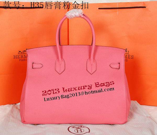 Hermes Birkin 35CM Tote Bag Pink Original Grainy Leather H35 Gold Hermes Birkin 35CM Tote Bag Pink Original Grainy Leather H35 Gold