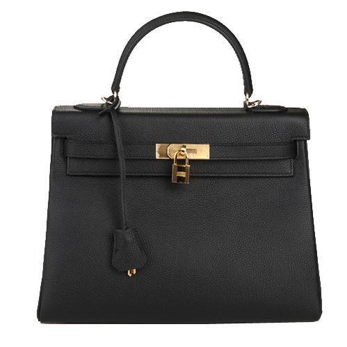 Hermes Kelly 32cm Shoulder Bag Black Original Leather K32 Gold Hermes Kelly 32cm Shoulder Bag Black Original Leather K32 Gold