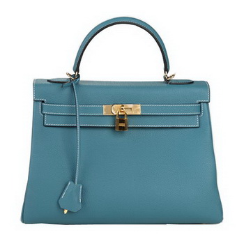 Hermes Kelly 32cm Shoulder Bag Light Blue Original Leather K32 Gold Hermes Kelly 32cm Shoulder Bag Light Blue Original Leather K32 Gold