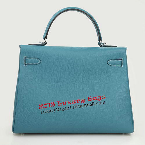 Hermes Kelly 32cm Shoulder Bag Light Blue Original Leather K32 Silver Hermes Kelly 32cm Shoulder Bag Light Blue Original Leather K32 Silver