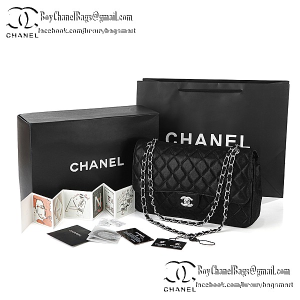 Chanel Classic Flap Bag 2.55 Series Original Grain Leather CHA1112 Black Chanel Classic Flap Bag 2.55 Series Original Grain Leather CHA1112 Black