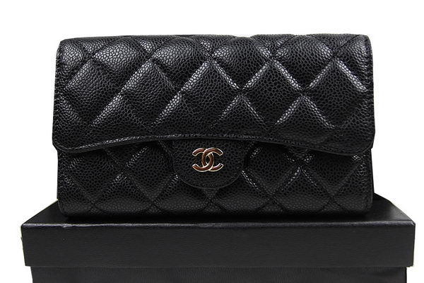 Chanel Tri-Fold Wallet Original Cannage Pattern Leather CHA31506 Black Chanel Tri-Fold Wallet Original Cannage Pattern Leather CHA31506 Black