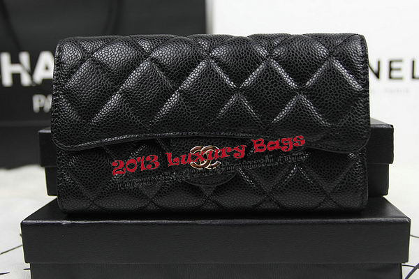 Chanel Tri-Fold Wallet Original Cannage Pattern Leather CHA31506 Black Chanel Tri-Fold Wallet Original Cannage Pattern Leather CHA31506 Black