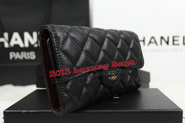 Chanel Tri-Fold Wallet Original Cannage Pattern Leather CHA31506 Black Chanel Tri-Fold Wallet Original Cannage Pattern Leather CHA31506 Black