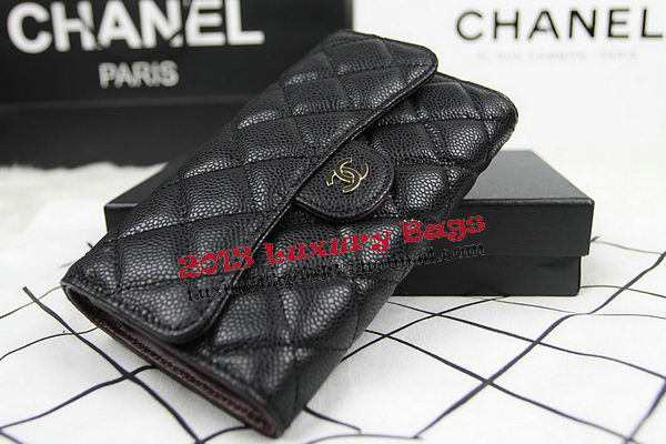 Chanel Tri-Fold Wallet Original Cannage Pattern Leather CHA31506 Black Chanel Tri-Fold Wallet Original Cannage Pattern Leather CHA31506 Black