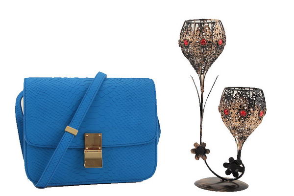 Celine Classic Box Small Flap Bag Smooth Leather 11042 Blue Celine Classic Box Small Flap Bag Smooth Leather 11042 Blue