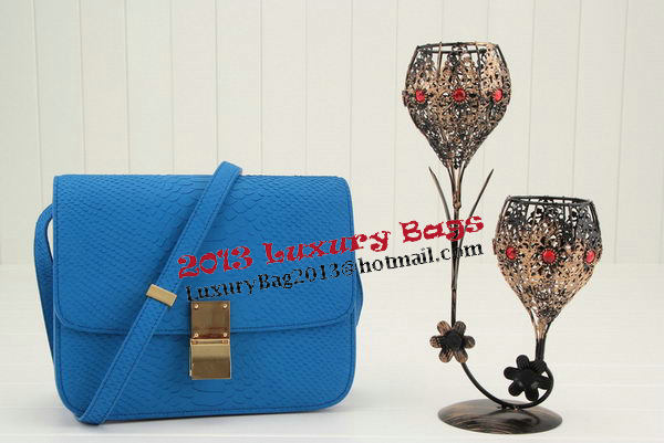 Celine Classic Box Small Flap Bag Smooth Leather 11042 Blue Celine Classic Box Small Flap Bag Smooth Leather 11042 Blue