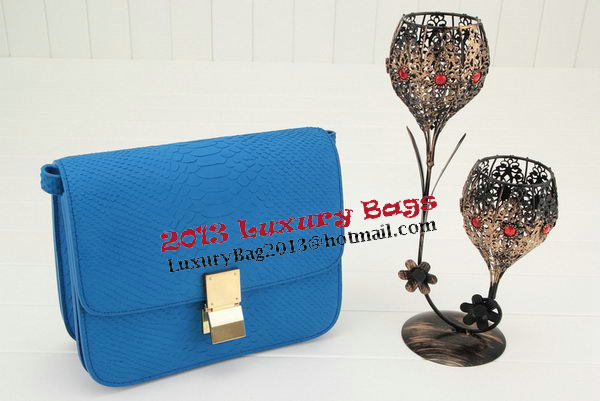 Celine Classic Box Small Flap Bag Smooth Leather 11042 Blue Celine Classic Box Small Flap Bag Smooth Leather 11042 Blue
